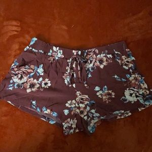 Tropical shorts. Maroon/brown color.